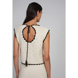 ZARIA CROCHET TOP | IVORY W/ BLACK TIPPING