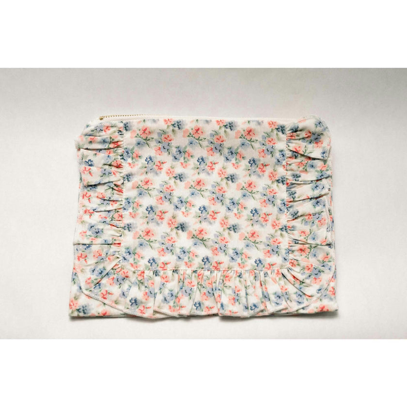 April Posies Timeless Floral Ruffle Zipper Pouch
