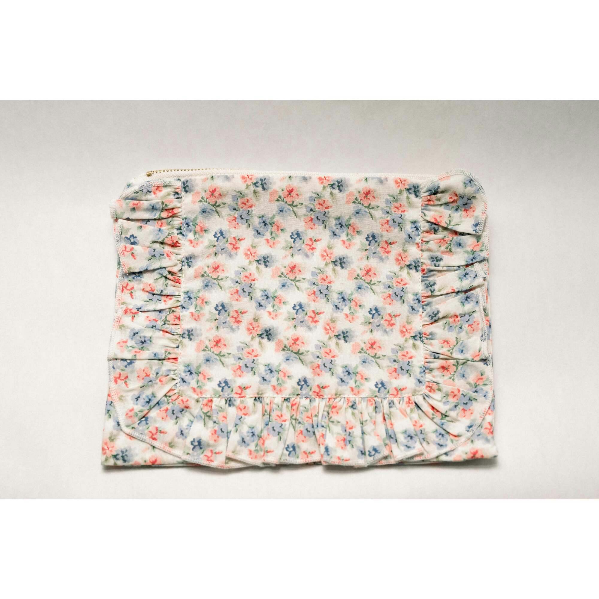 April Posies Timeless Floral Ruffle Zipper Pouch