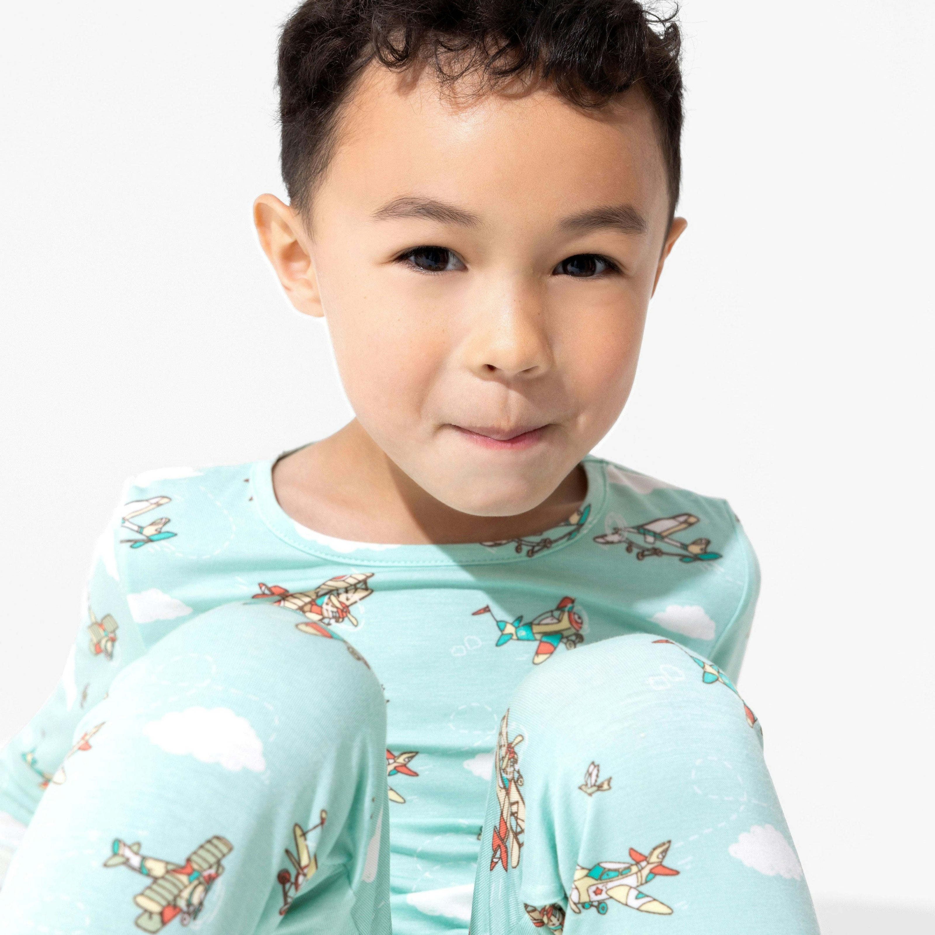 Vintage Airplanes Bamboo Kids Pajamas