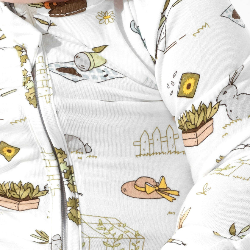 Bunny Garden Bamboo Convertible Footie