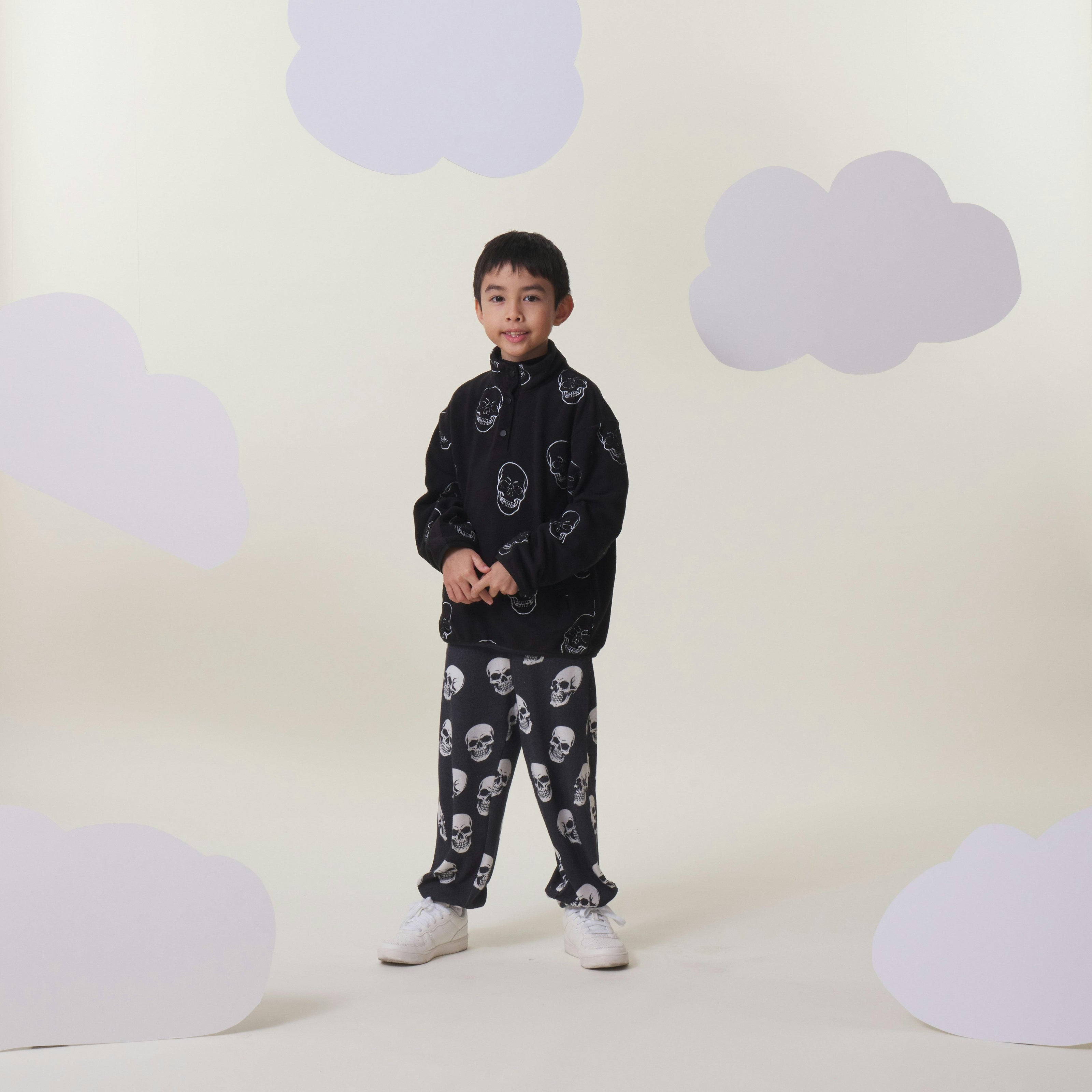Embroidered Pull Over Polar Fleece, Skulls