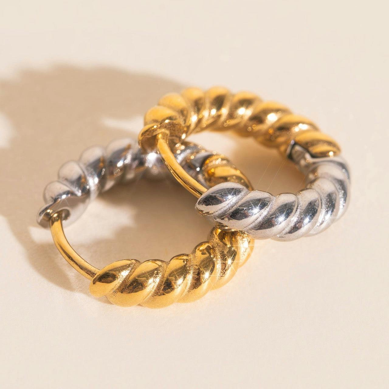 Rope Chunky Rounded Huggie Hoop Earrings