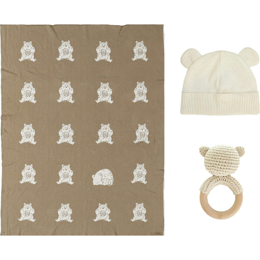 Honey Bear Hat Teether Gift Set