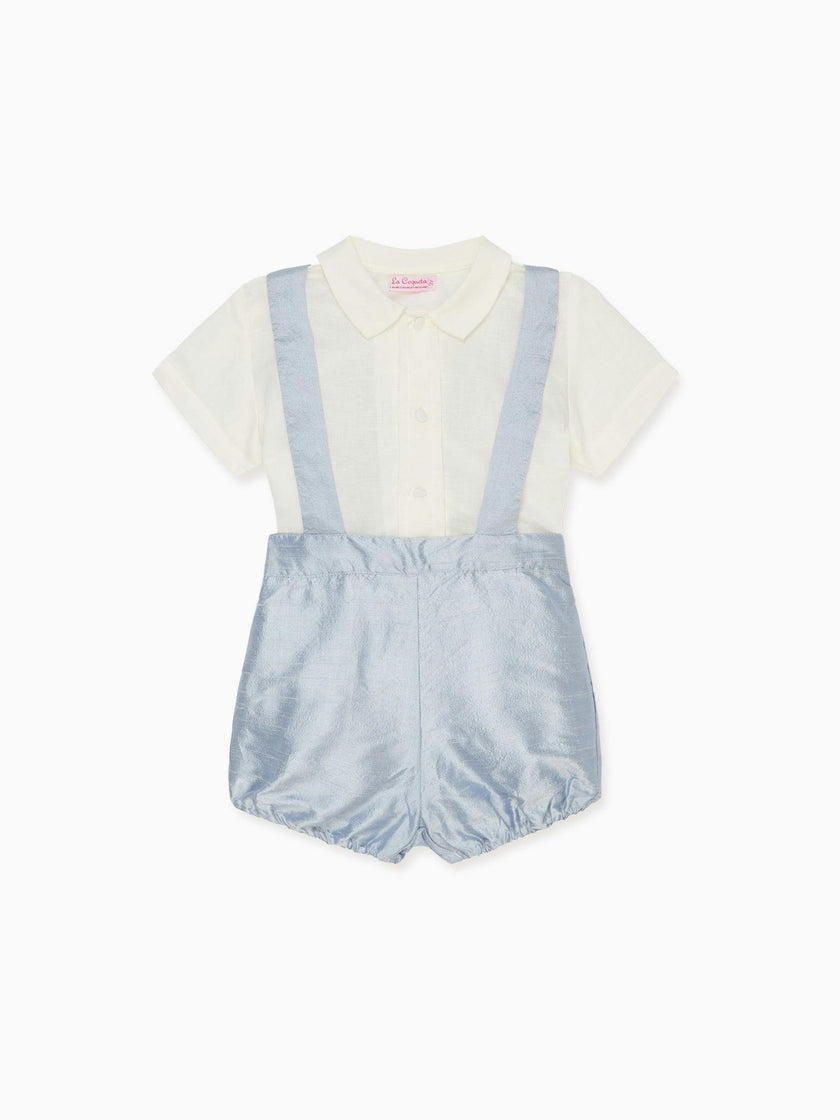 Light Blue Aliso Ceremony Silk Baby Boy Set