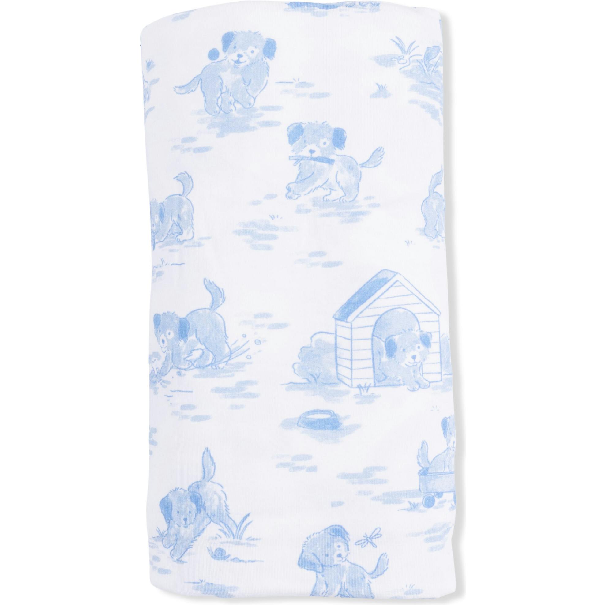 Puppy Toile Blue - Swaddle Blanket