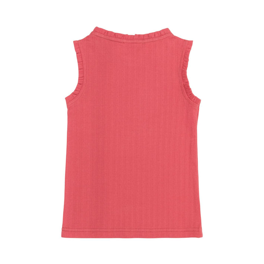 Girls Poppy Red Ruffle Pointelle Tank