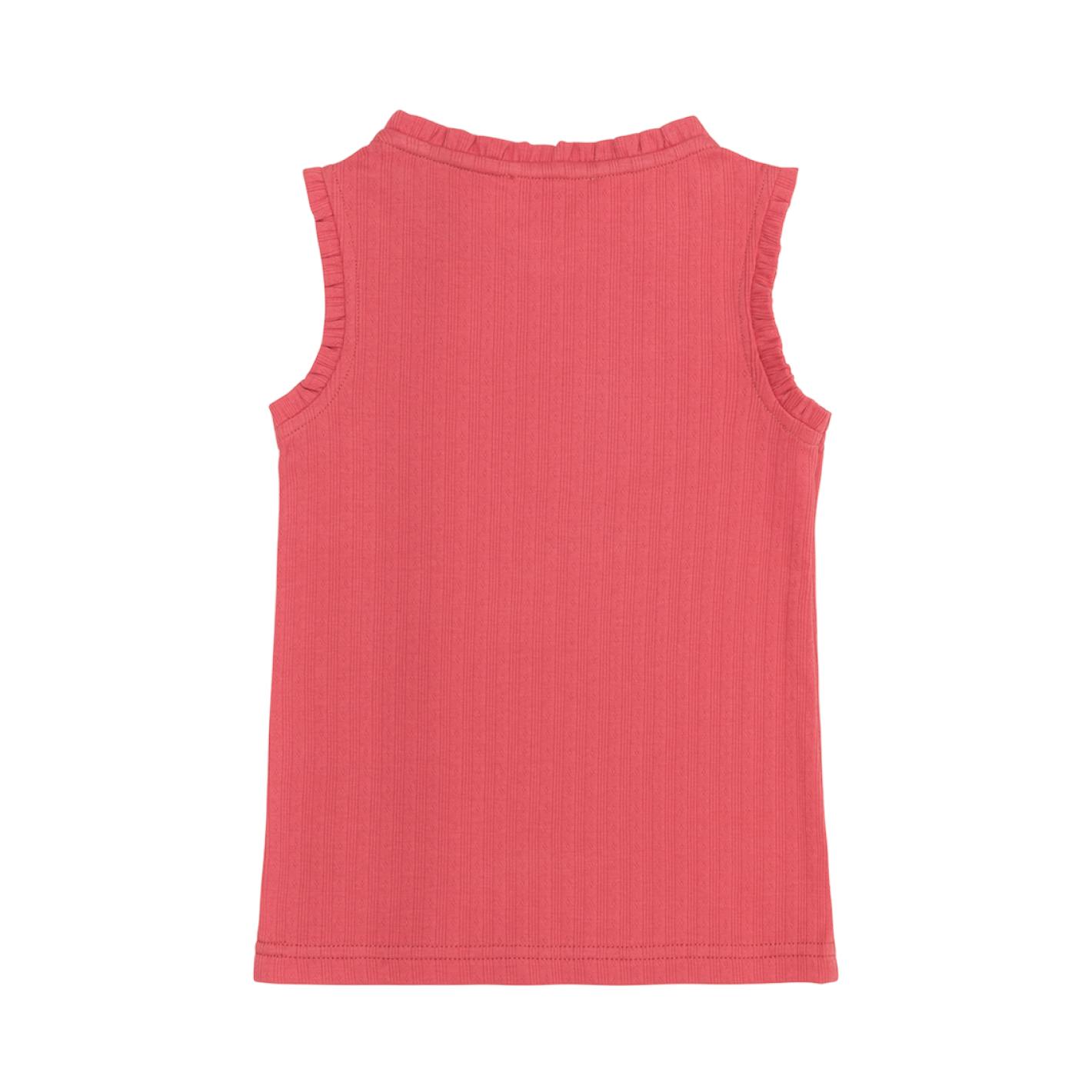 Girls Poppy Red Ruffle Pointelle Tank
