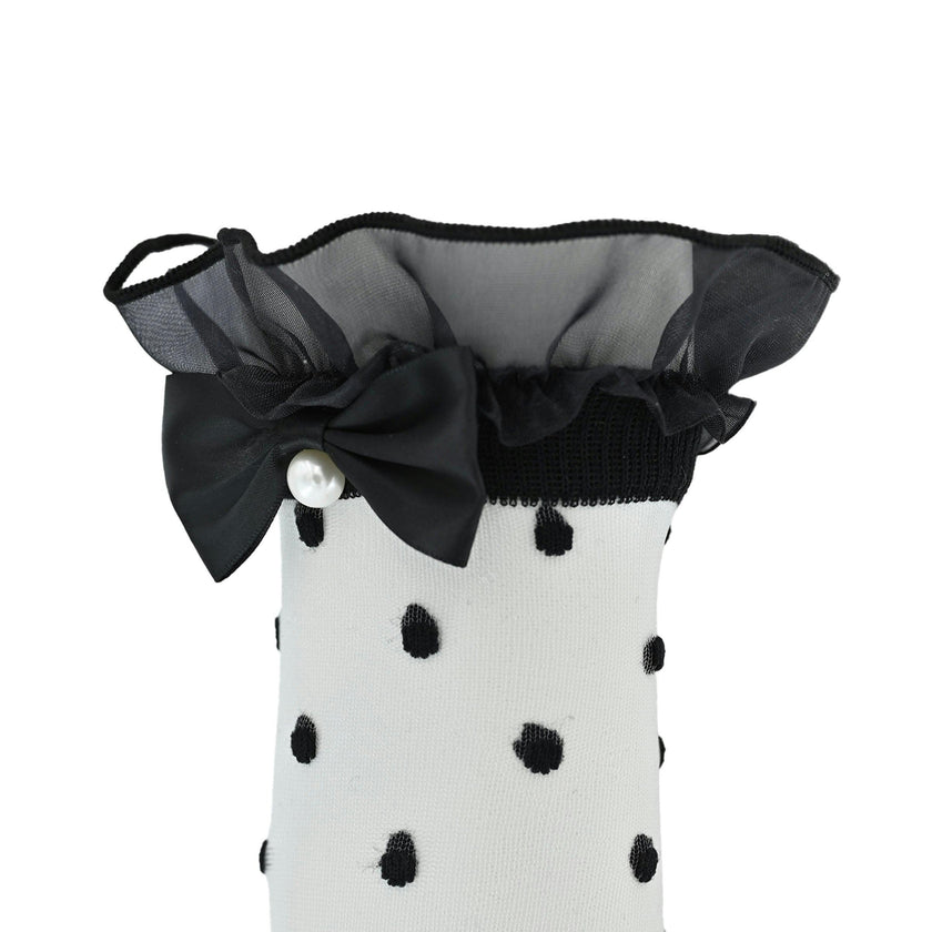 Transparent Polka-Dot Bow Trim Socks