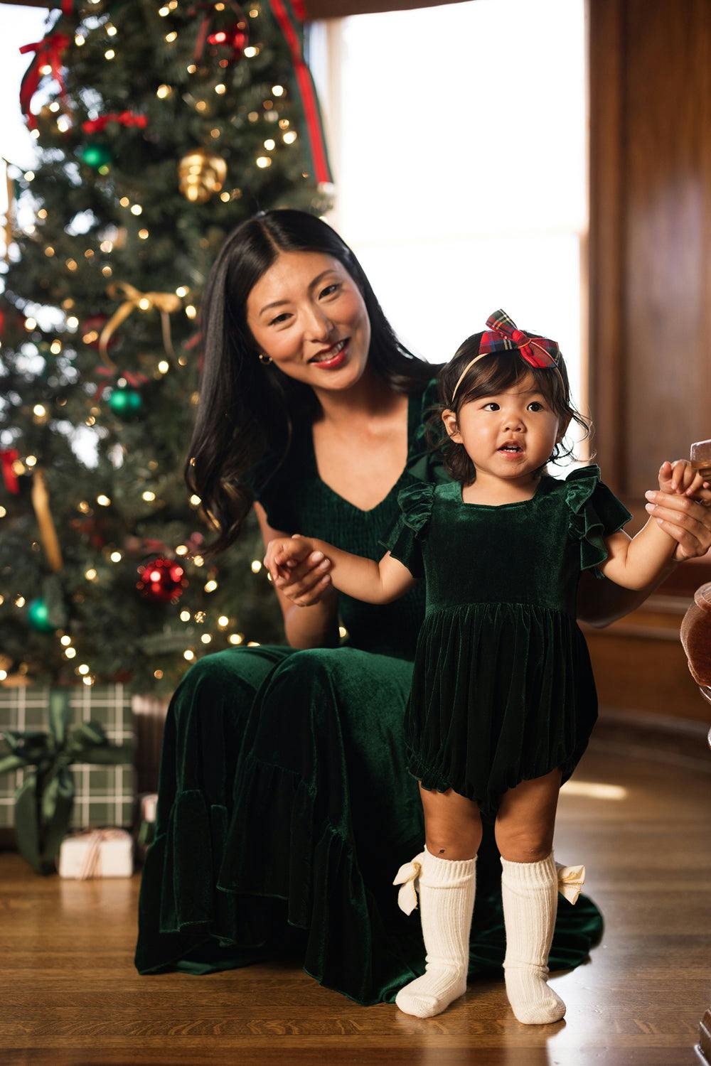 Hattie Dress in Emerald Velvet