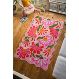 Pink Base Pink Floral Wavy Rug by Jessica Miller