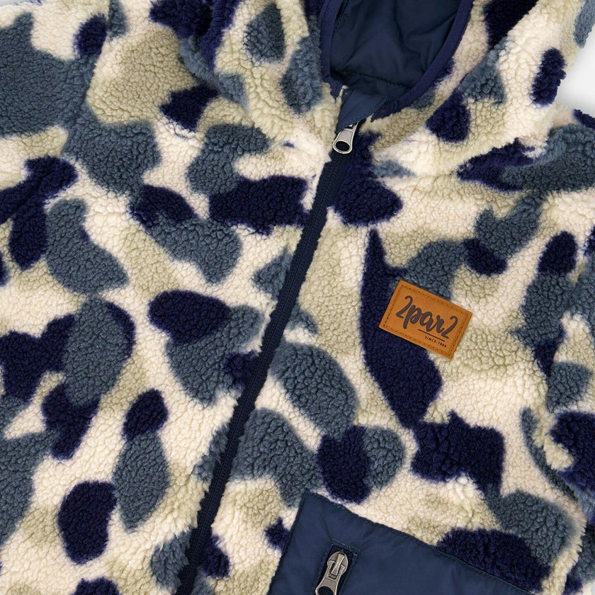 Reversible Mid-Season Sherpa Jacket Blue Camo