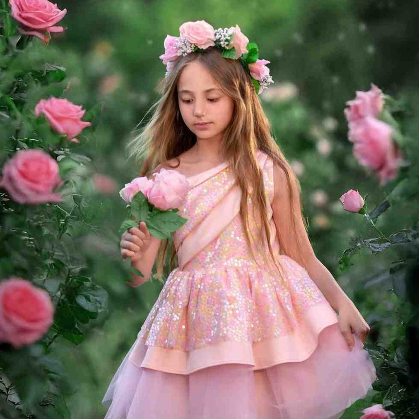 Rosy Bloom Off-Shoulder Sequin Party Dress