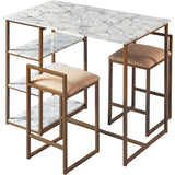 Marmo Breakfast Table Dining Set with Faux Marble Top