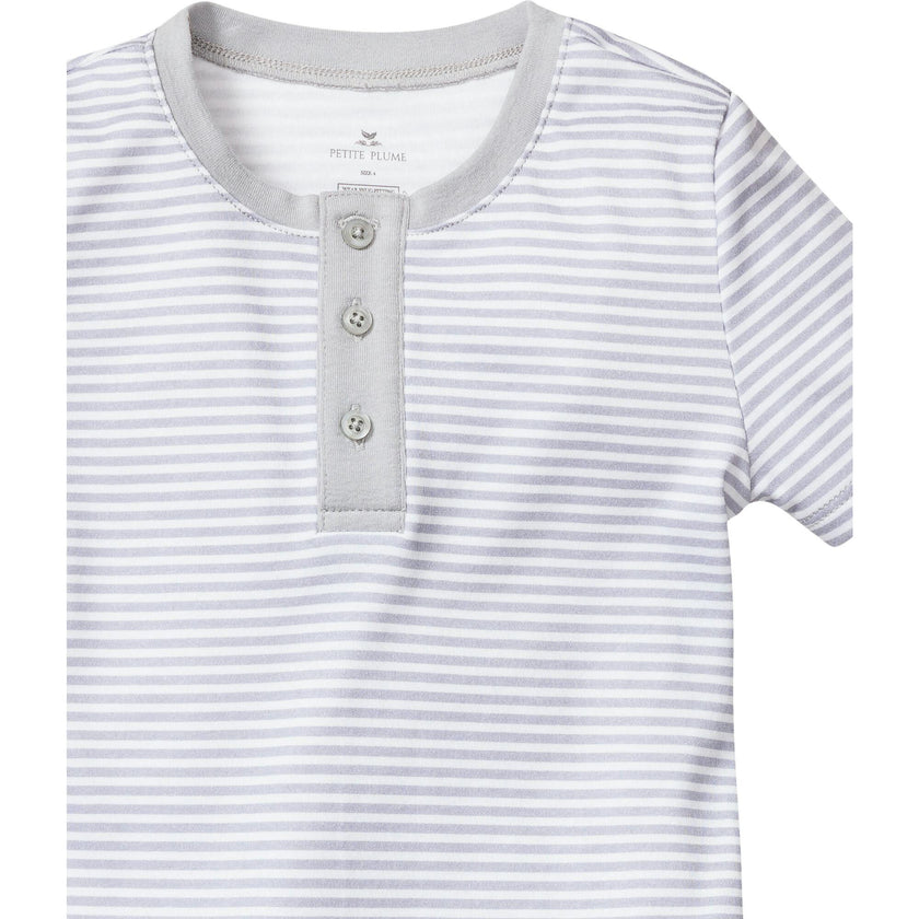 Kid's Pima Snug Fit Pajama Short Set in Pink Stripe