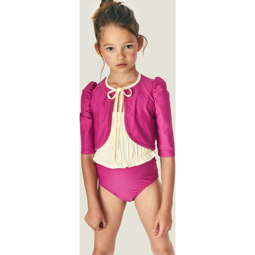 Mipounet SS26 Noélie, Swim Cardigan (ecru/pink Posh)