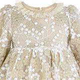 Champagne Floral Embroidered Dress