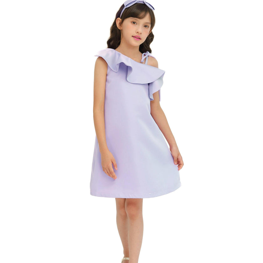 Purple Petulla Off Shoulder Ruffle Dress