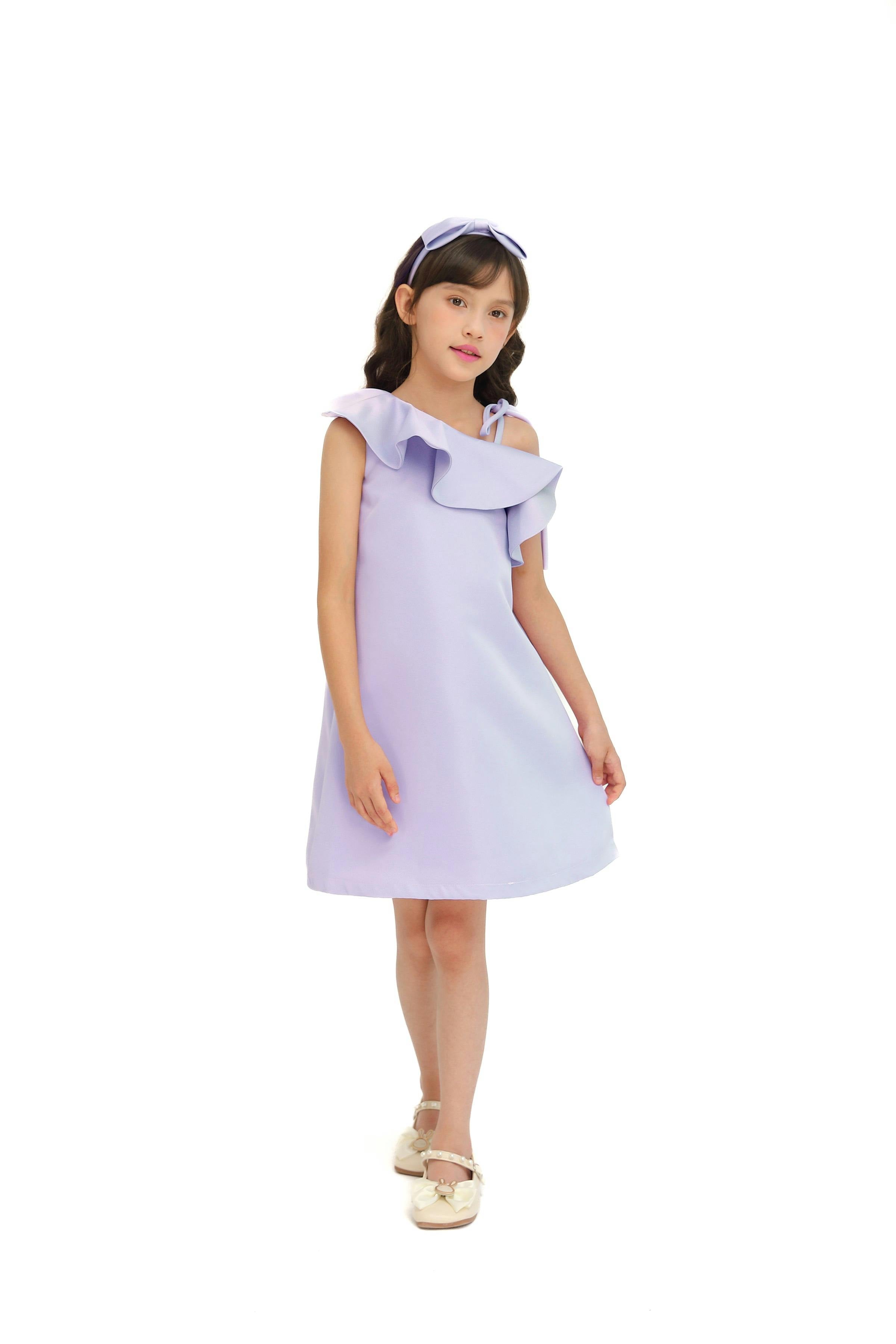 Purple Petulla Off Shoulder Ruffle Dress