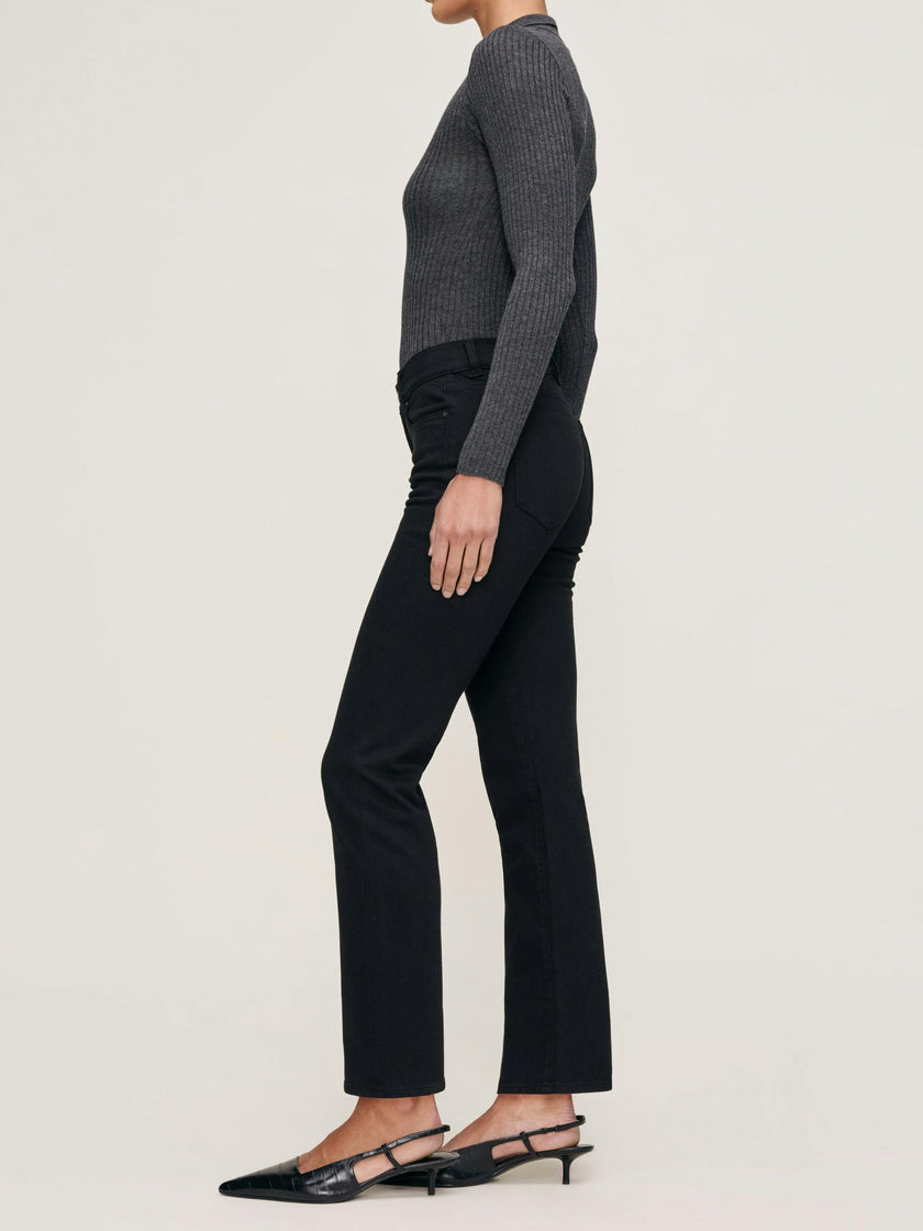 Mara Straight Mid Rise Instasculpt Ankle Jeans  Black