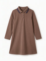 Girls Striped Collar Polo Dress