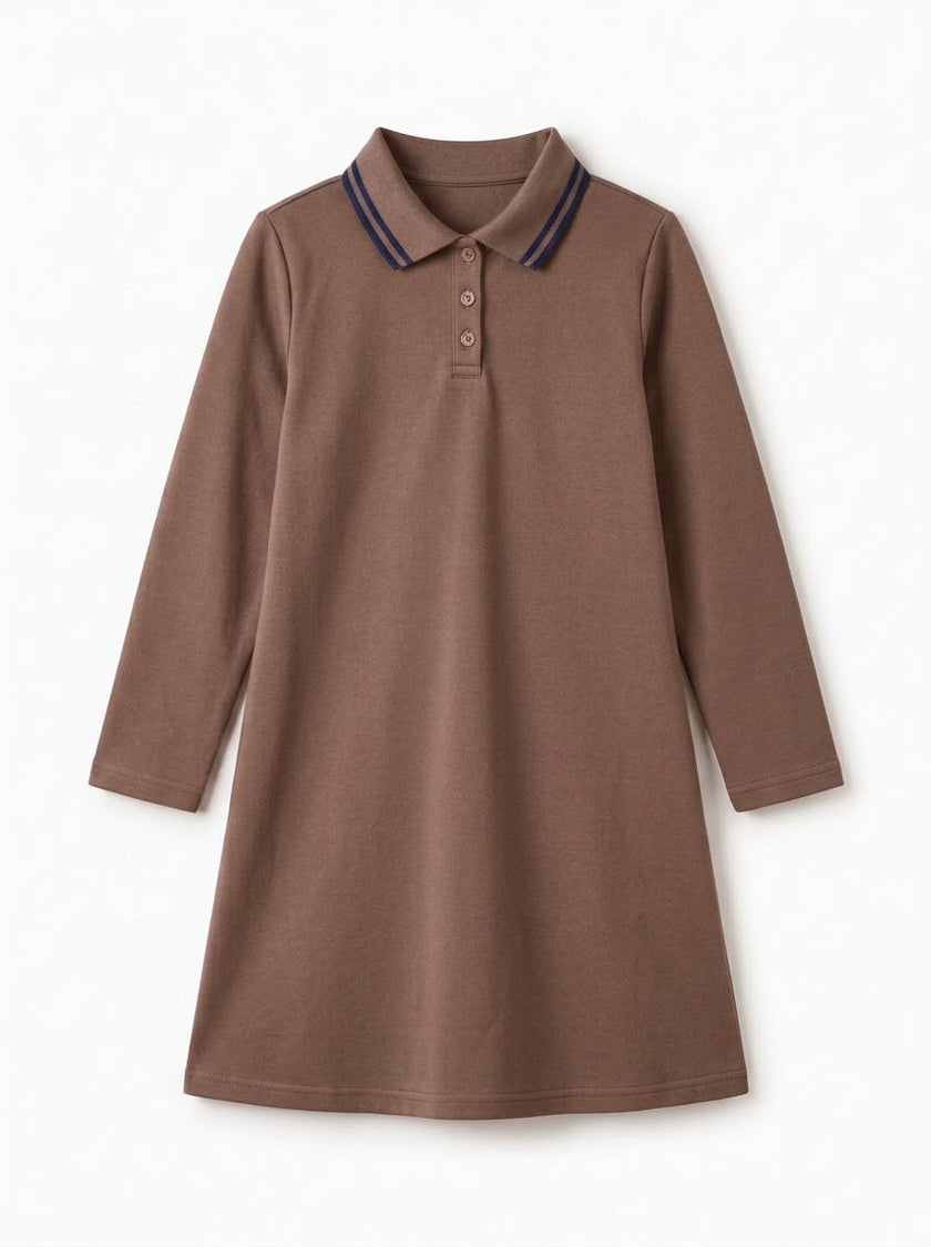 Girls Striped Collar Polo Dress