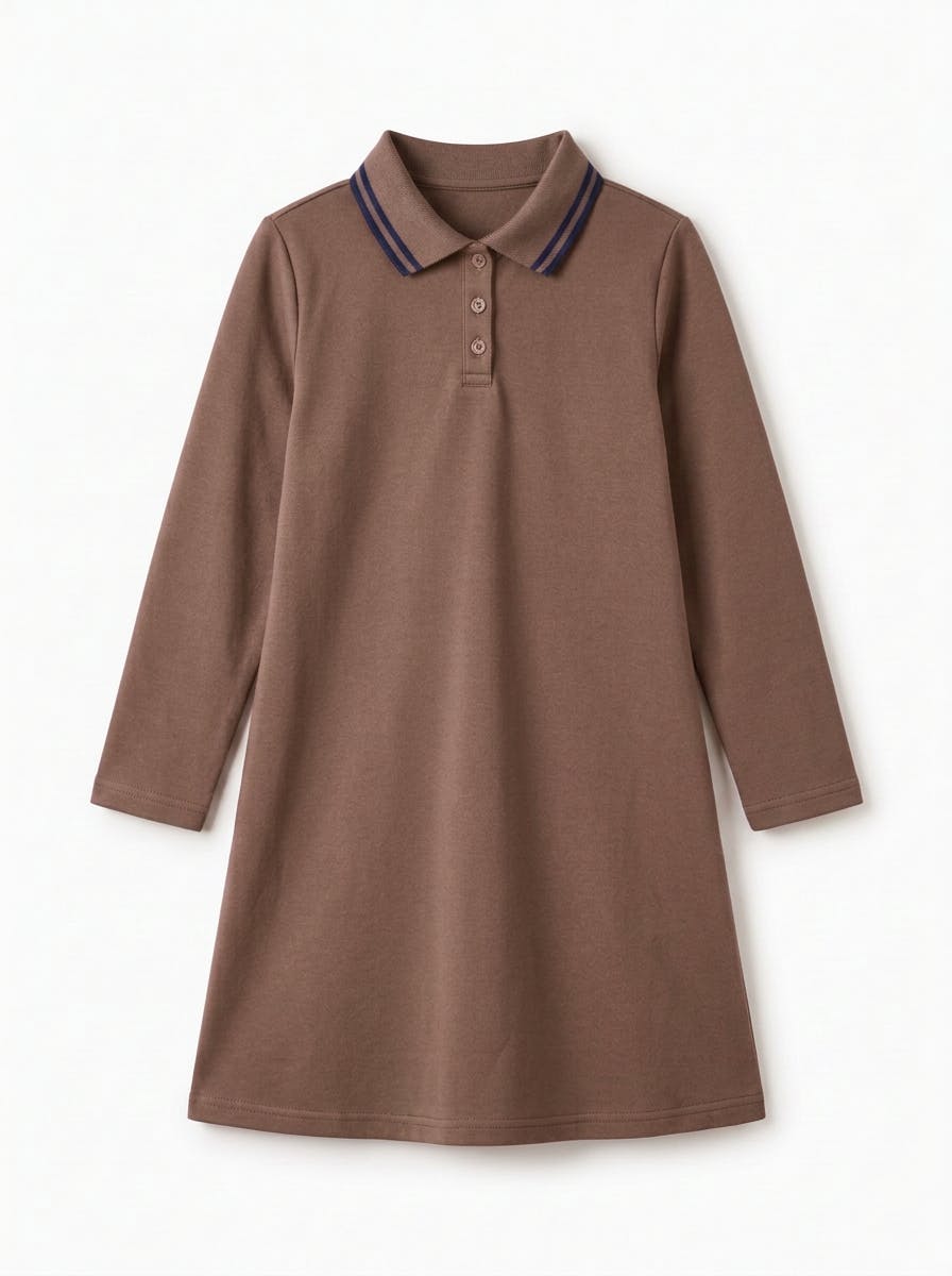 Girls Striped Collar Polo Dress