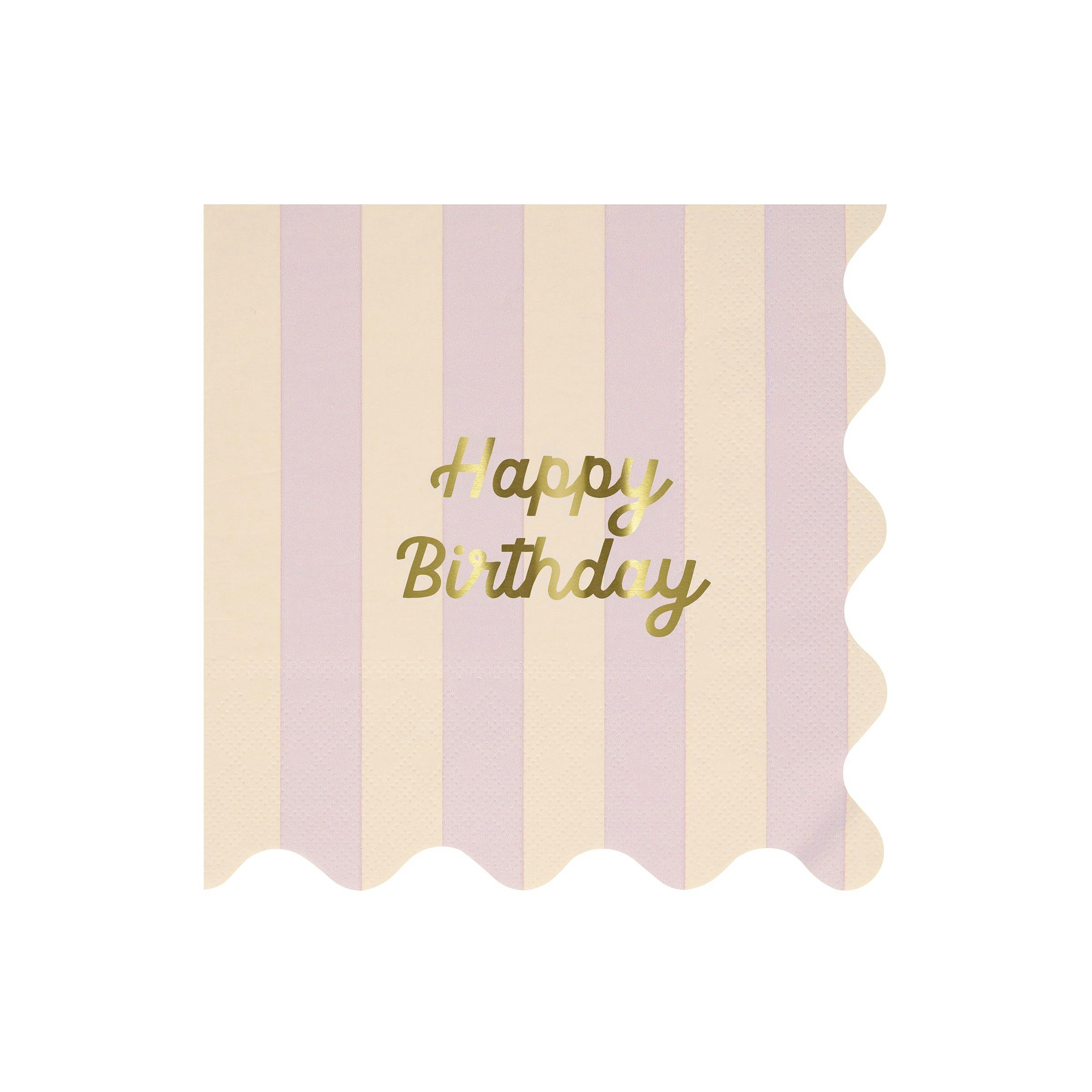 Stripe Happy Birthday Large Napkins