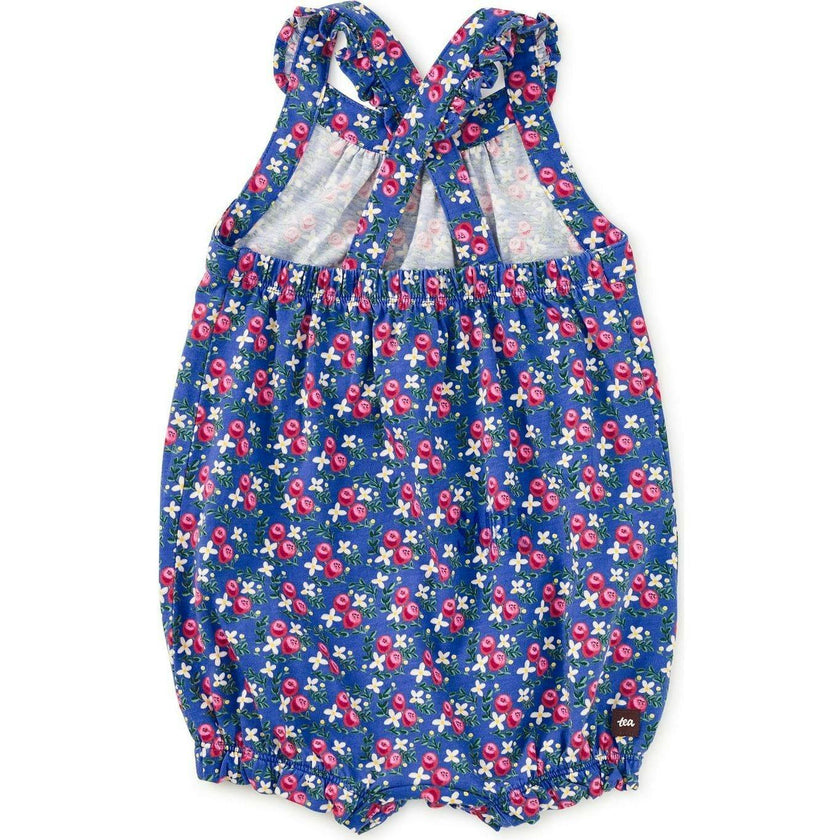 Cross-Back Baby Romper, Blue