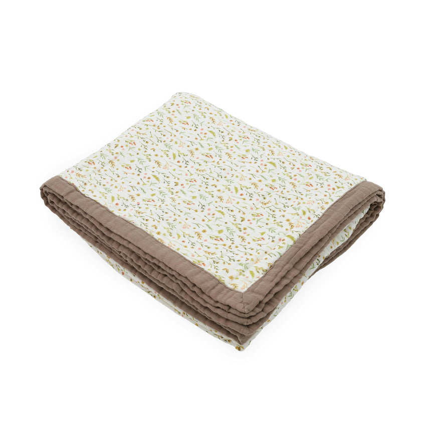 Organic Cotton Muslin Quilted Throw - Floral Field