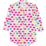 Women's Drawbertson Drippy Lips Night Shirt - Organic Cotton Poplin