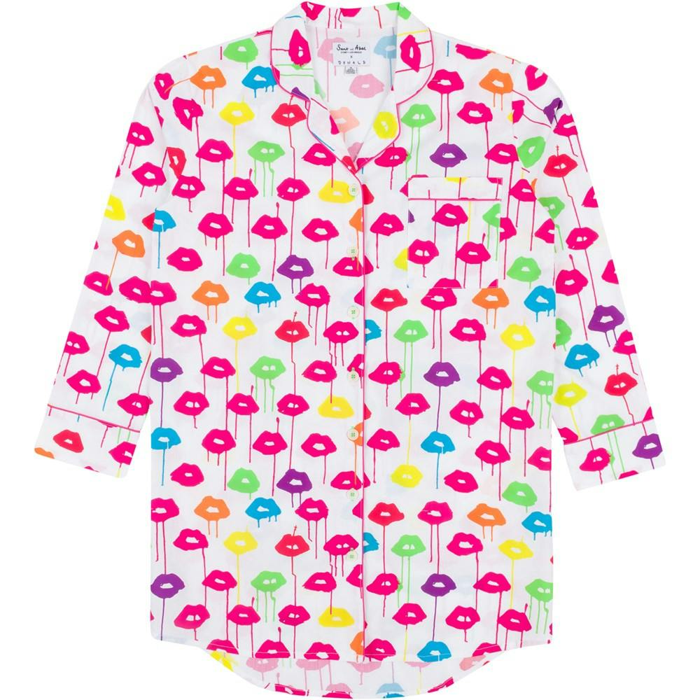 Women's Drawbertson Drippy Lips Night Shirt - Organic Cotton Poplin
