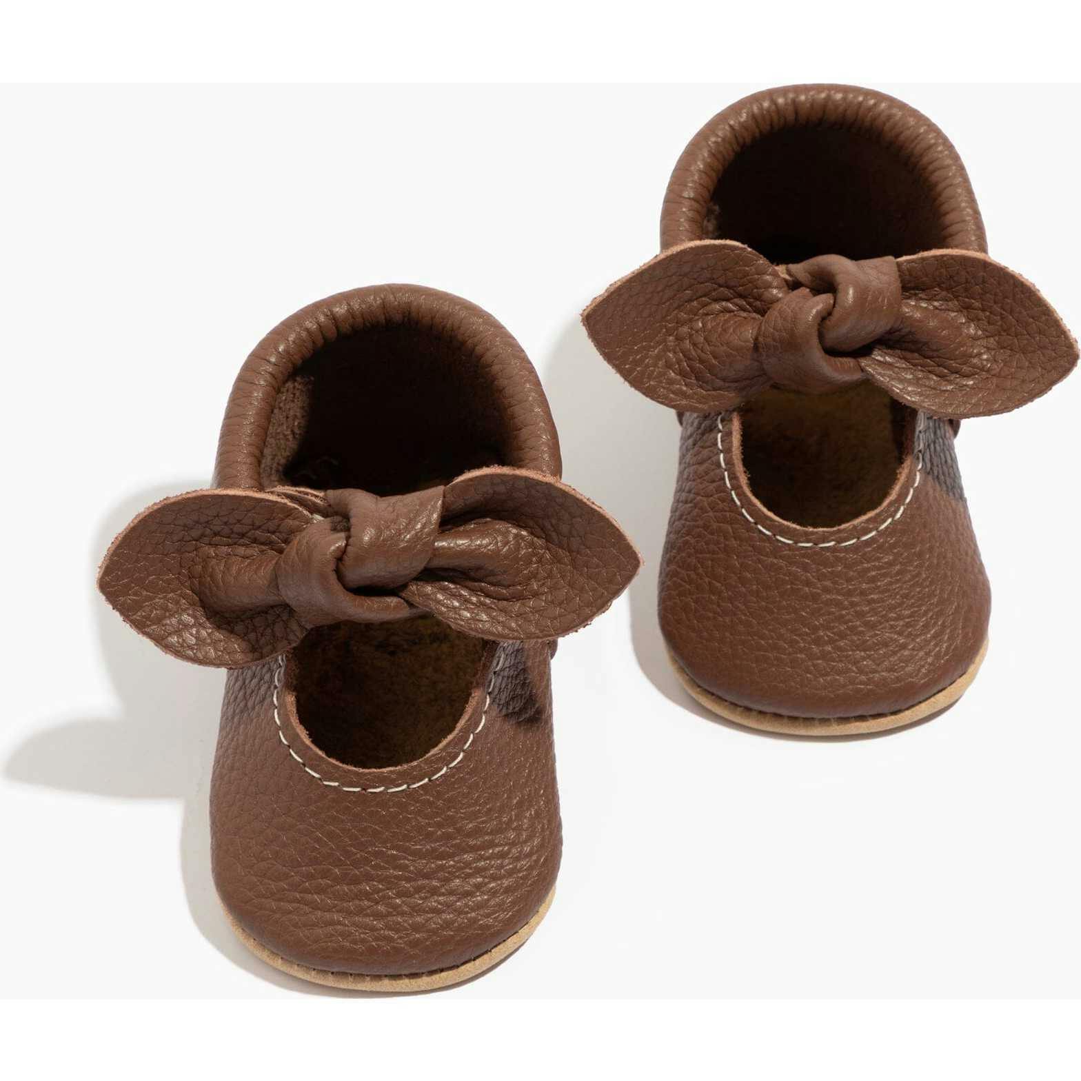 Chestnut Knotted Bow Baby Shoe