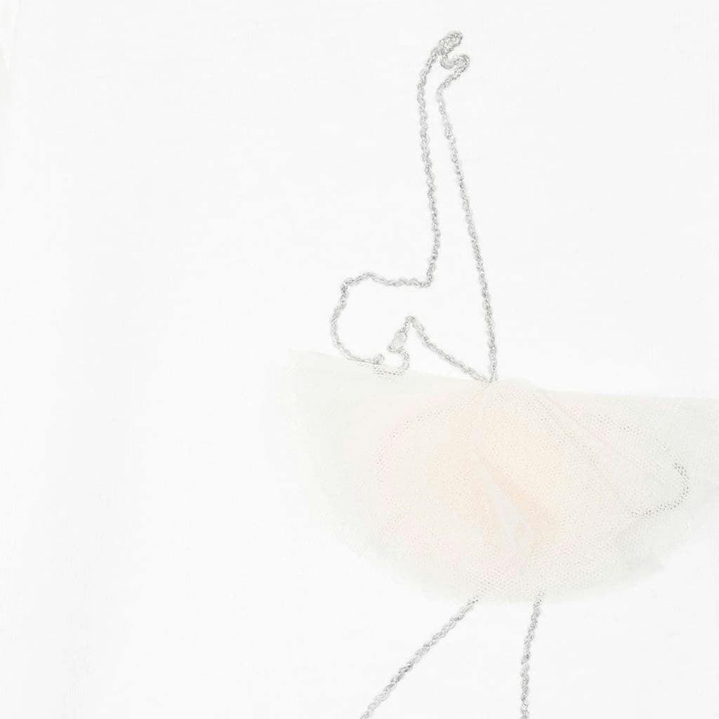 White Ballerina Embroidery T-shirt