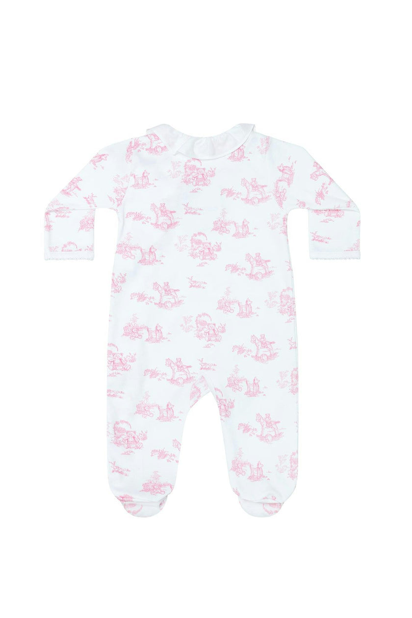 Pink Toile Crossover Footie