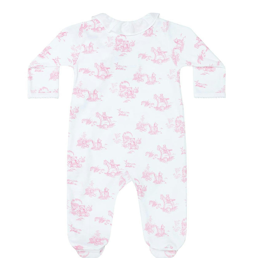 Pink Toile Crossover Footie