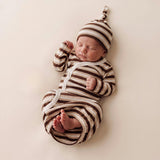 Organic Kimono Infant Sleep Gown - Cocoa Stripe