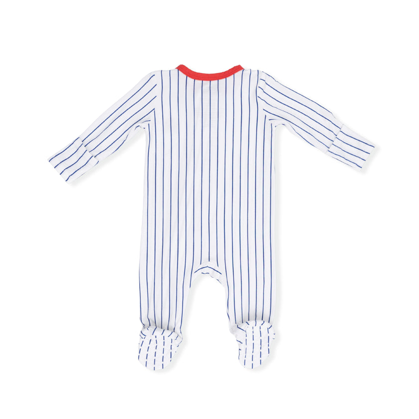 Baseball Stripe - 2 Way Zipper Footie