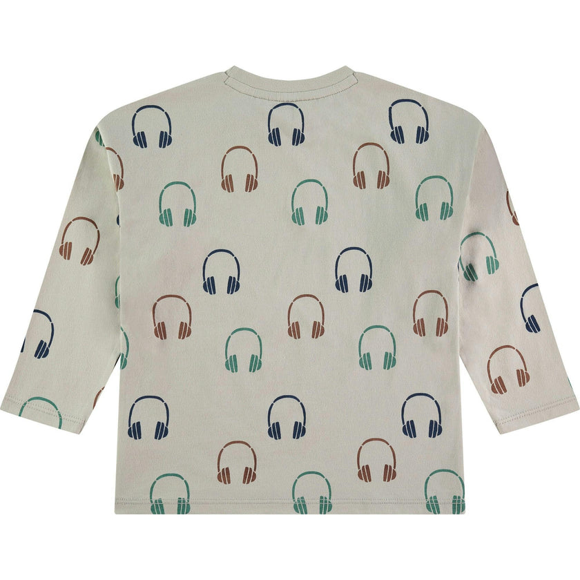 All-Over Headphone Print Long Sleeve T-Shirt