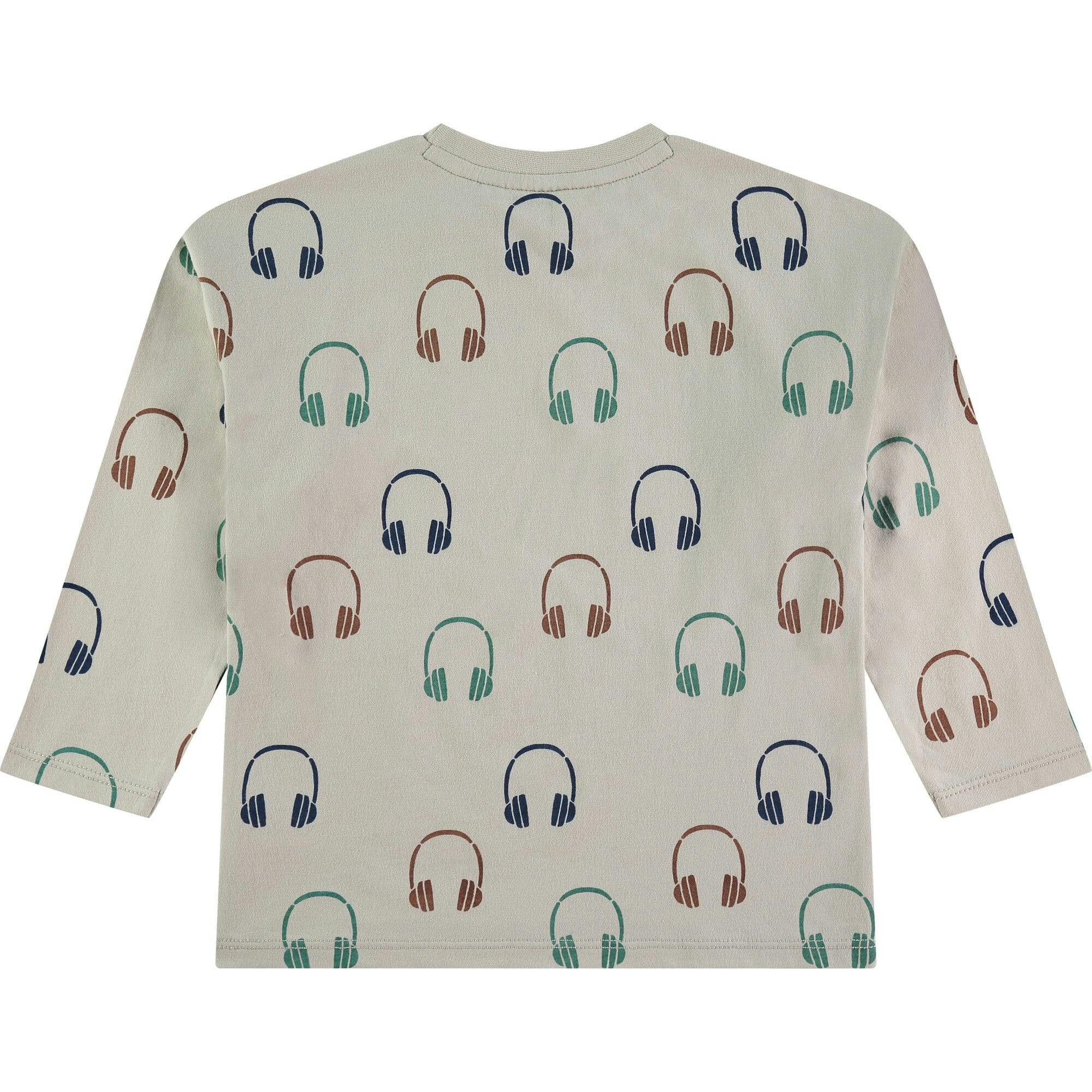 All-Over Headphone Print Long Sleeve T-Shirt