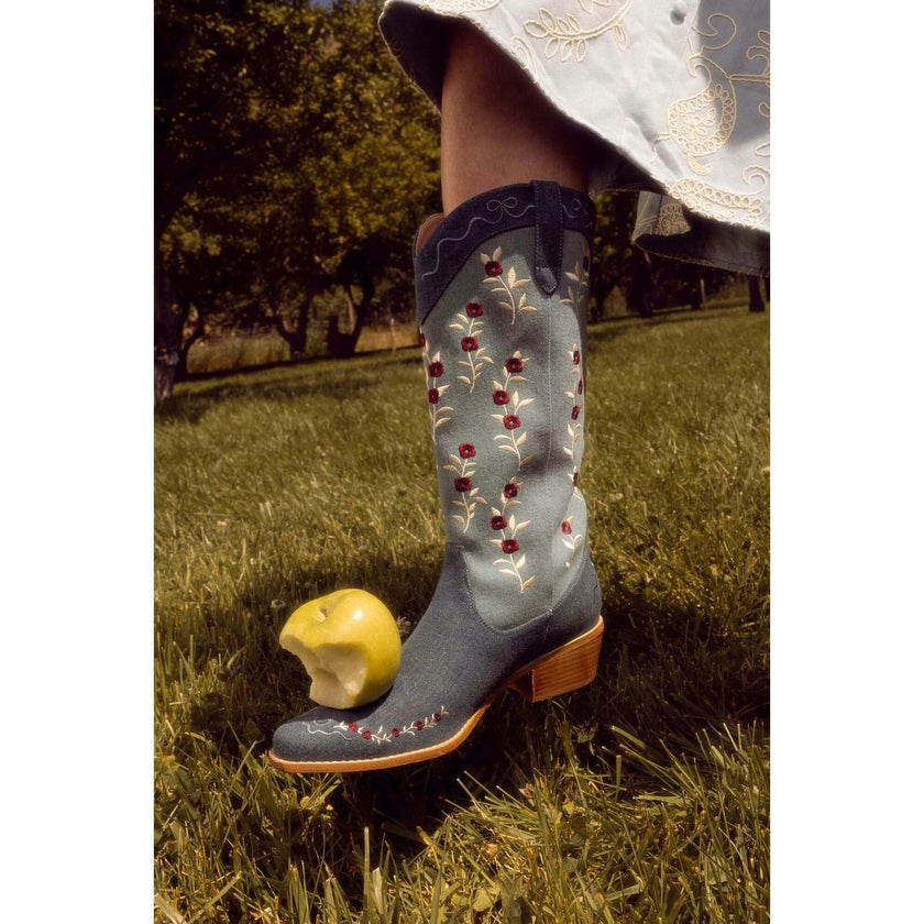 Rosemary Cowgirl Boots in Denim