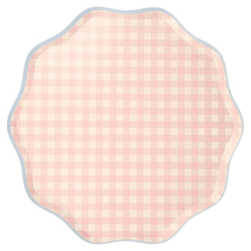 Set of 12 Gingham Dinner Plates