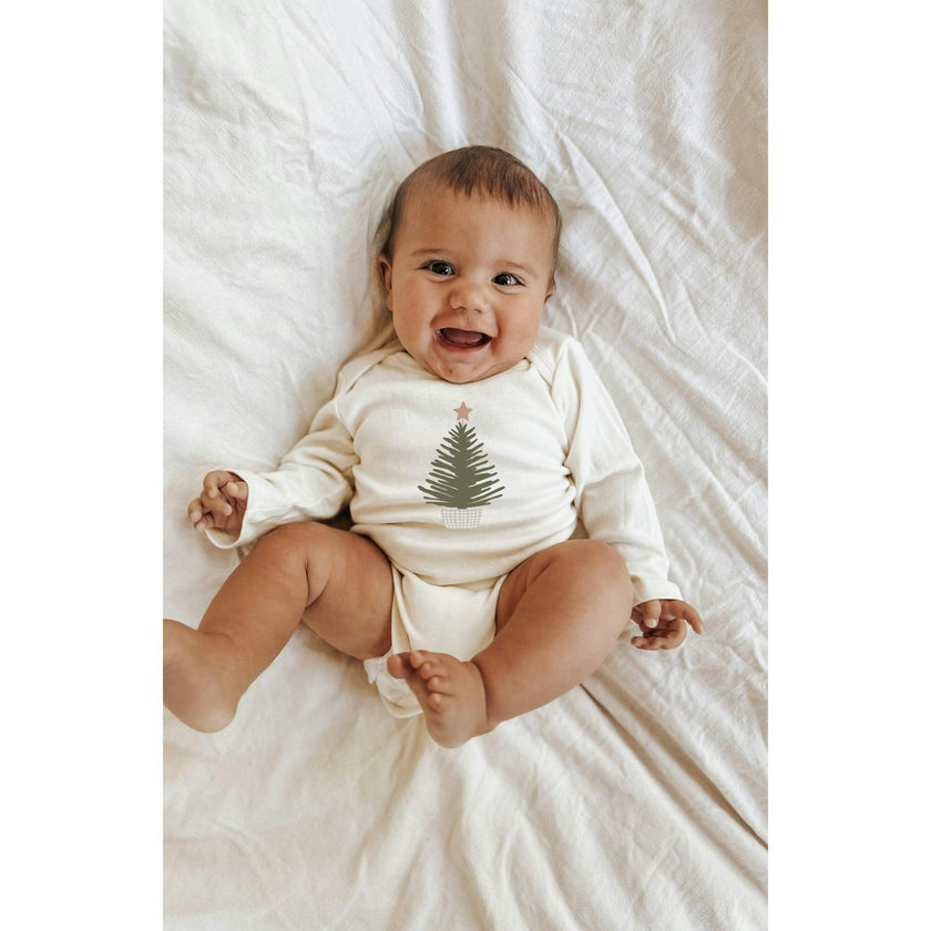 Holiday Tree Organic Baby Bodysuit Long Sleeve