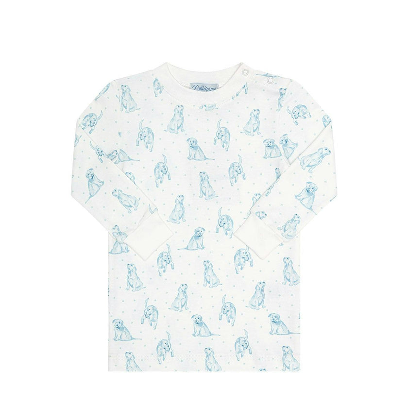 Blue Puppy Love Print Pajamas