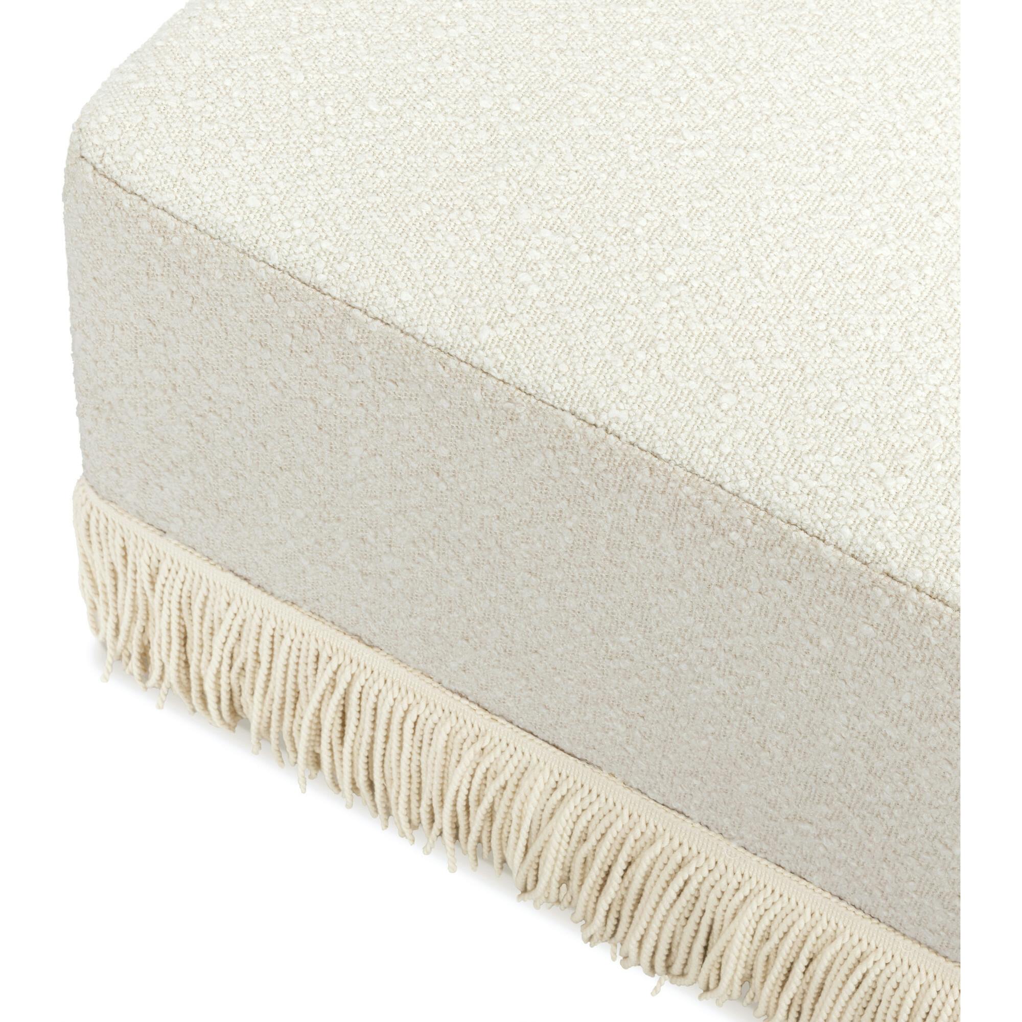 Crawford Boucle With Tassel Fringe Gliding Ottoman