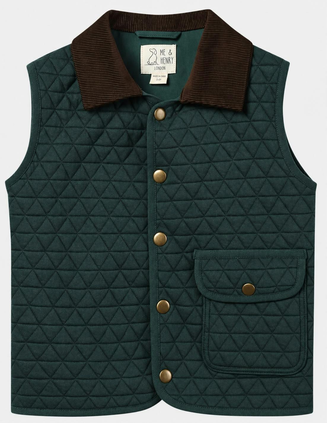 FISHER green padded vest with cord trim