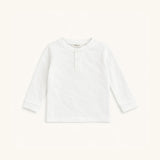Boys' Long Sleeve Henley in White