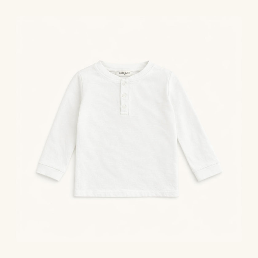 Boys' Long Sleeve Henley in White