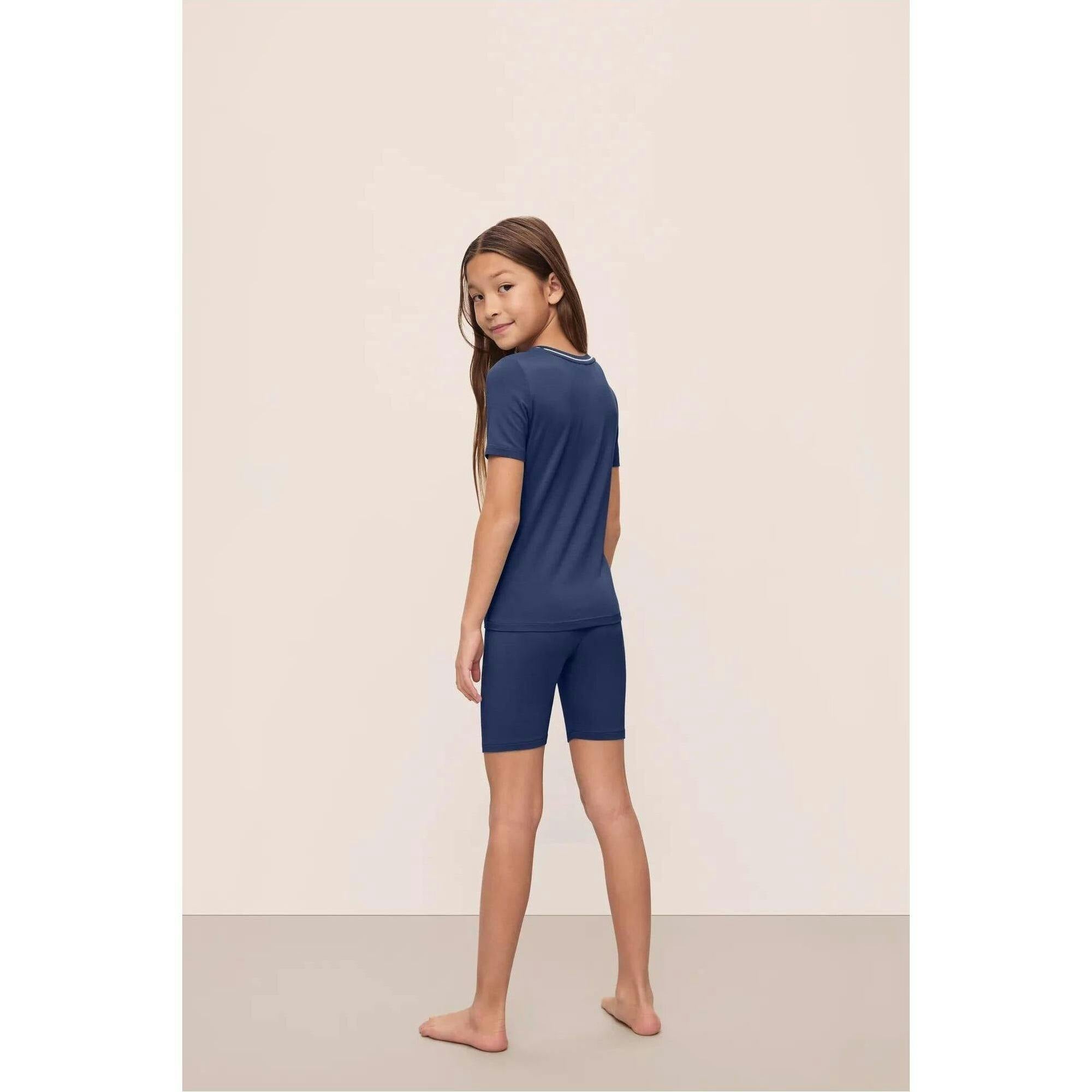 Kids TENCEL™ Modal Unisex Short PJ Set, Blue