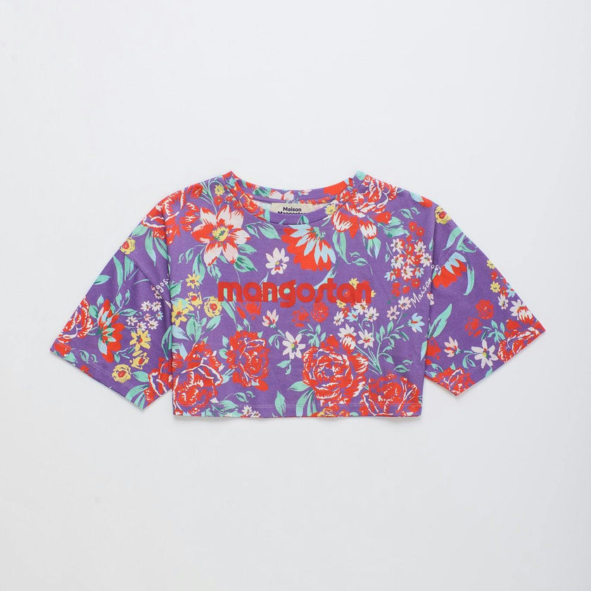 BEVERLY FLOWERS CROP TOP DEEP LAVENDER